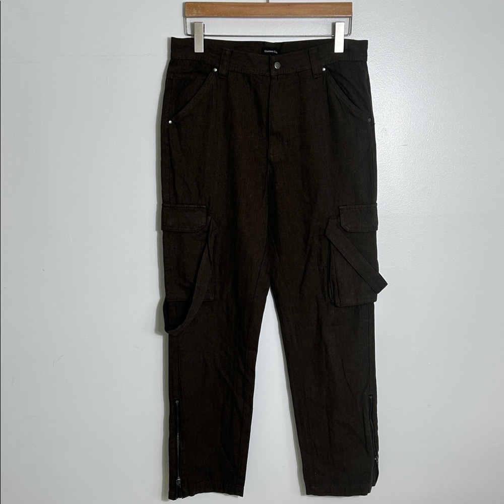 Standard Cloth Olive Black Cargo Pants Medium Zippered Ankle